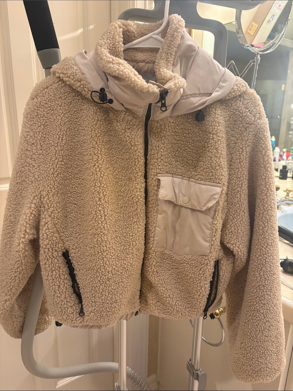 Nyland beige Teddy Sherpa Jacket with Utility Pocket Medium